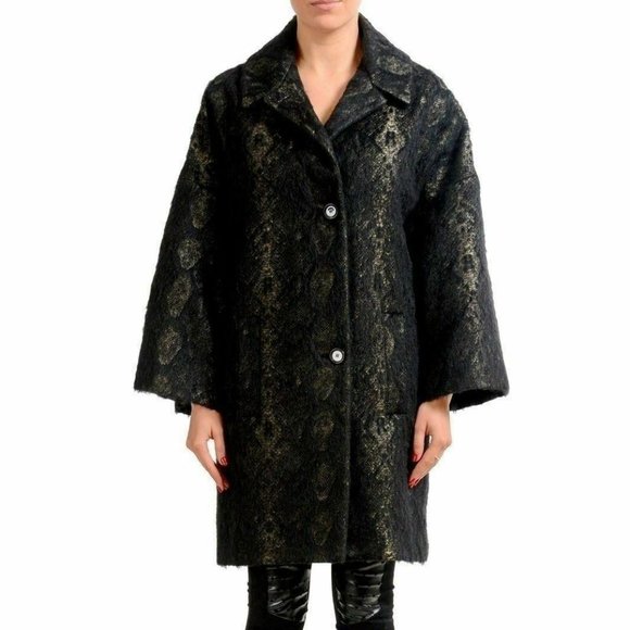 Just Cavalli Women's Mohair Wool Alpaka Button Down Coat US S IT 40